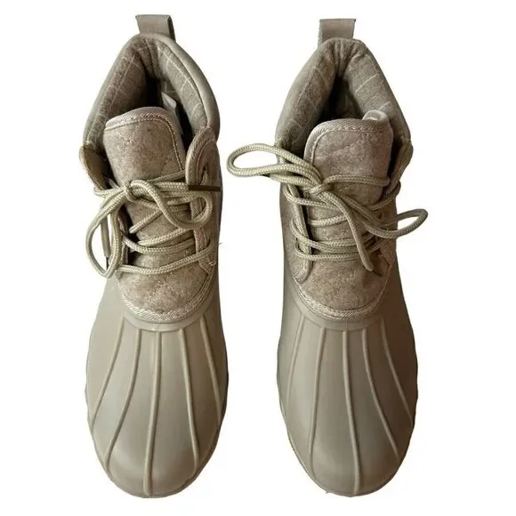 Gypsy Jazz Quack Duck Boots Womens 8 Cream Ankle Black Rubber Lace Up - Picture 2 of 14